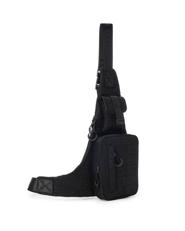 Black bag in allover jacquard fabric with Iceberg logo - Iceberg - Official Website
