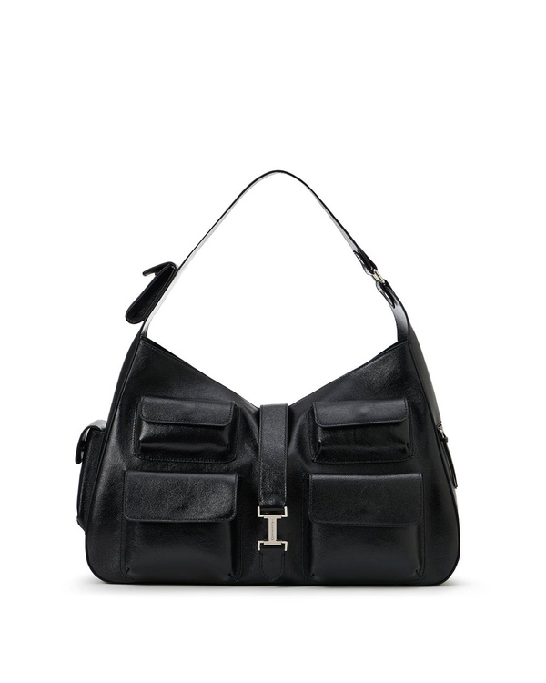 Borsa Top Handle in Pelle Nera Laminata - Iceberg - Official Website