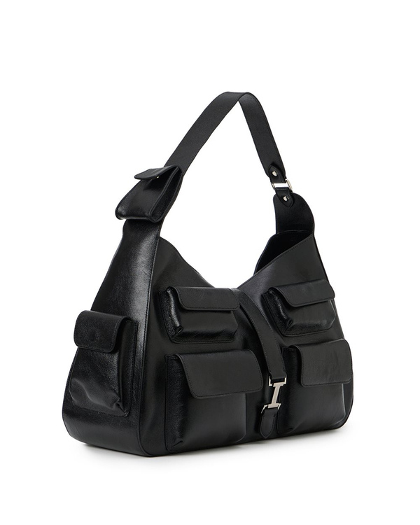 Borsa Top Handle in Pelle Nera Laminata - Iceberg - Official Website