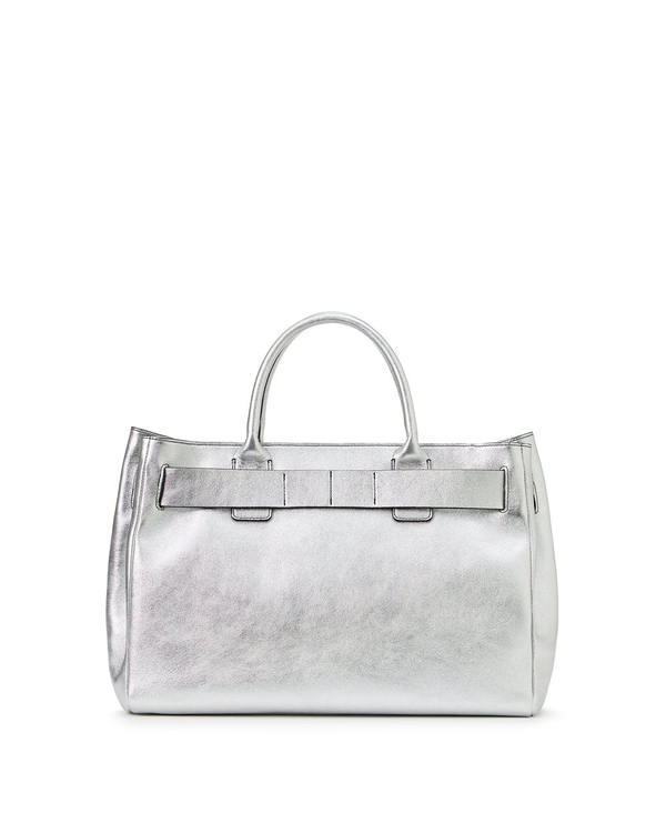Shopper Bag in Silver Laminated Leather - Iceberg - Official Website