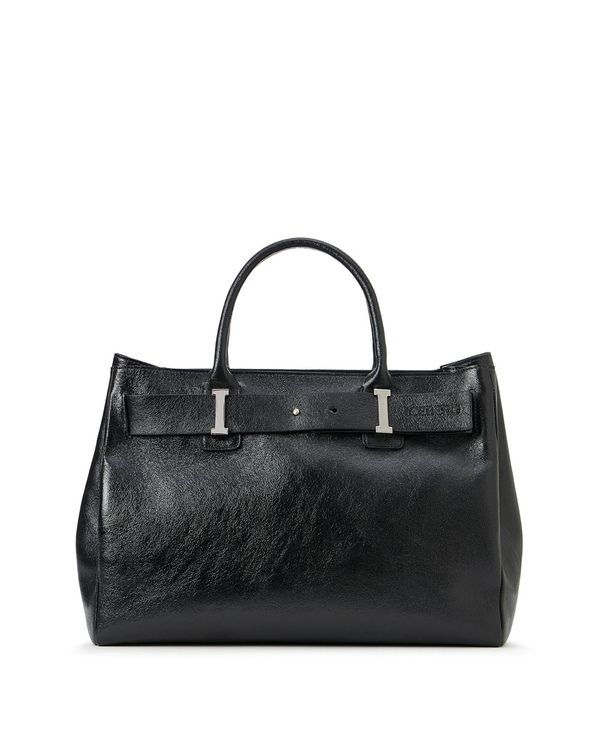 Black Laminated Leather Shopper Bag - Iceberg - Official Website