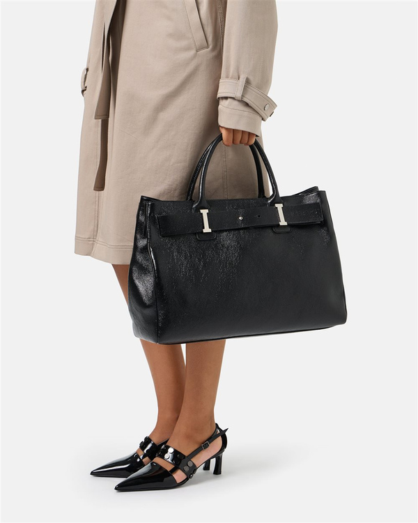 Black Laminated Leather Shopper Bag - Iceberg - Official Website