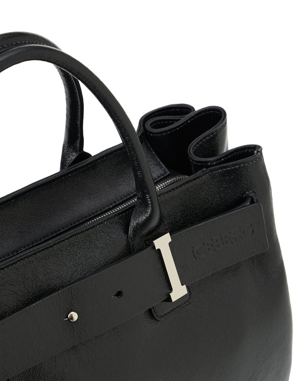Black Laminated Leather Shopper Bag - Iceberg - Official Website