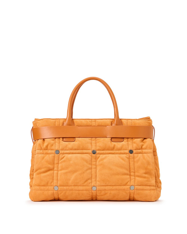 Intense Orange Suede Shopper Bag with Checkerboard Embroidery - Iceberg - Official Website