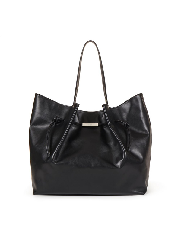 Schwarze Shopper-Tasche aus Veloursleder mit Schachbrettmuster-Stickerei - Iceberg - Official Website