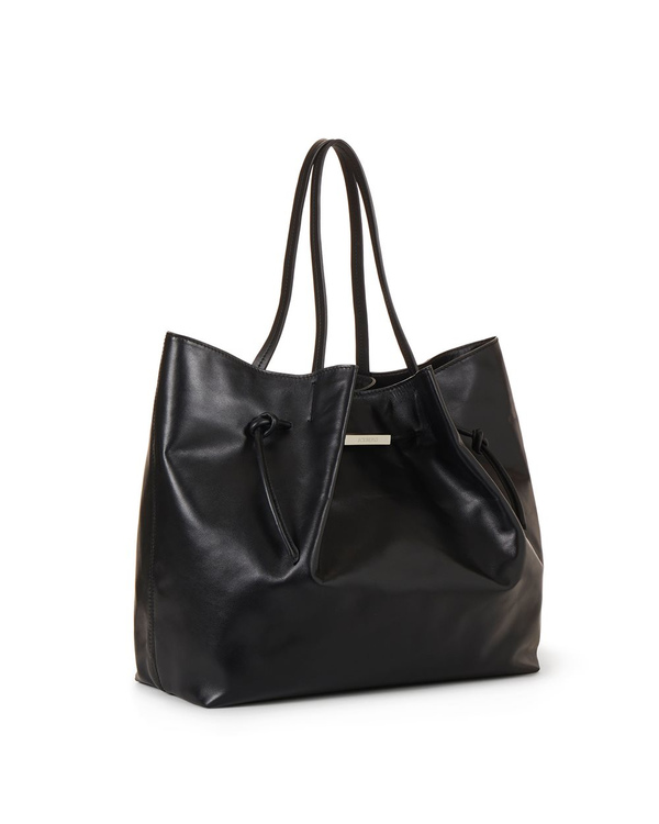Schwarze Shopper-Tasche aus Veloursleder mit Schachbrettmuster-Stickerei - Iceberg - Official Website