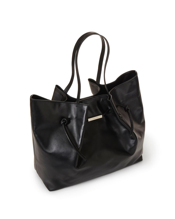 Schwarze Shopper-Tasche aus Veloursleder mit Schachbrettmuster-Stickerei - Iceberg - Official Website