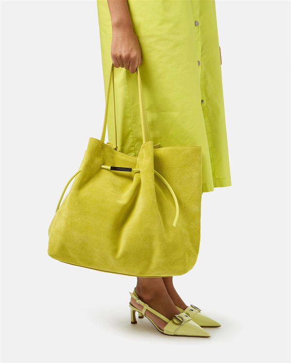 Maxi Shopper Bag in Yellow Suede - Iceberg - Official Website