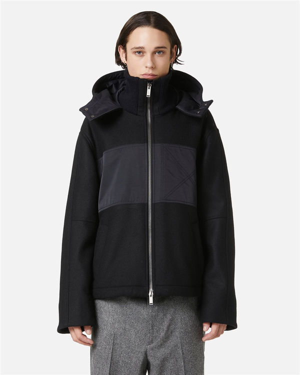 Comfort fit black jacket in cloth and technical nylon - Iceberg - Official Website