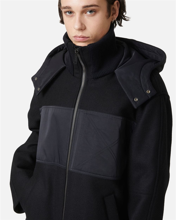 Comfort fit black jacket in cloth and technical nylon - Iceberg - Official Website