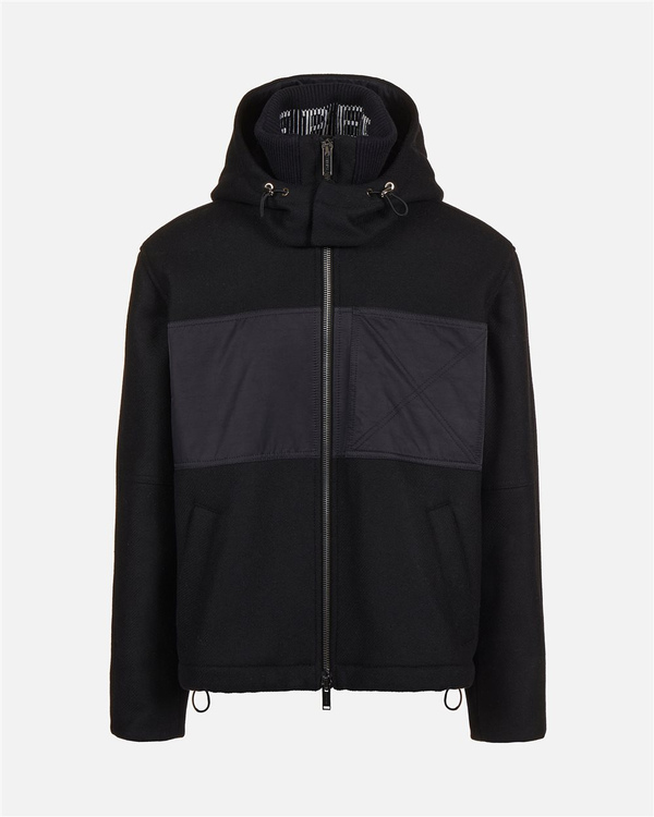 Comfort fit black jacket in cloth and technical nylon - Iceberg - Official Website