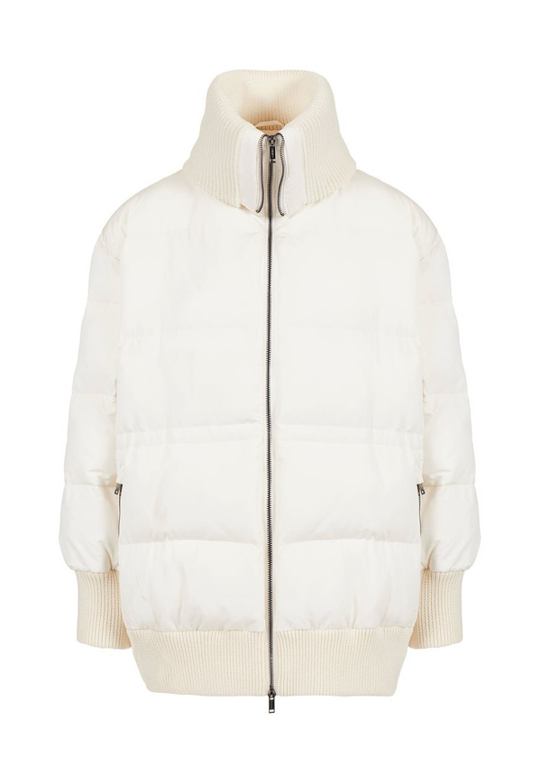 Vanilla drill nylon midi jacket with Iceberg logo embroidered on the back - Iceberg - Official Website