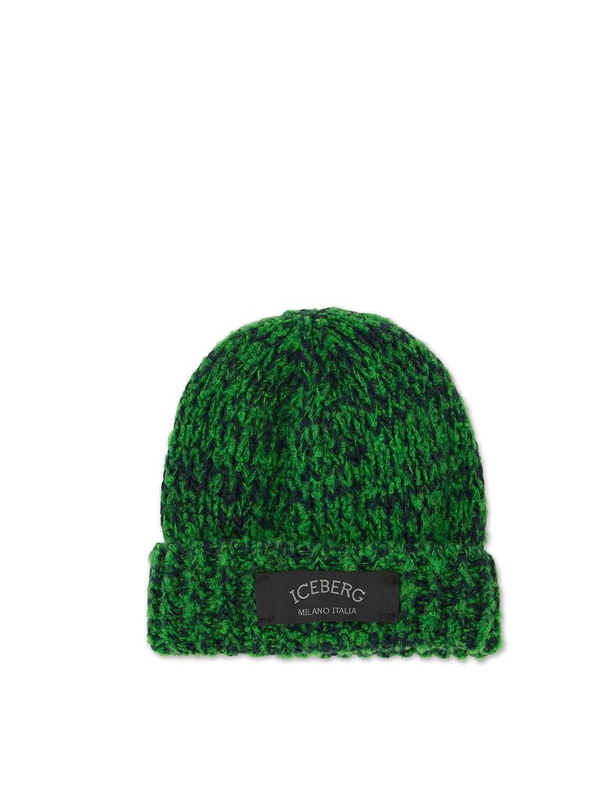 Multicolor knitted hat with Iceberg sartorial label - Iceberg - Official Website
