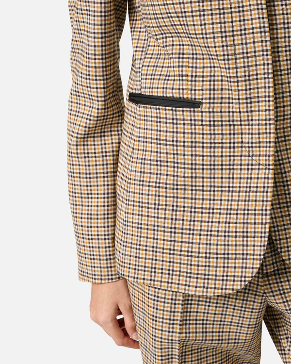 Single-breasted camel and brown check jacket with Iceberg logo - Iceberg - Official Website