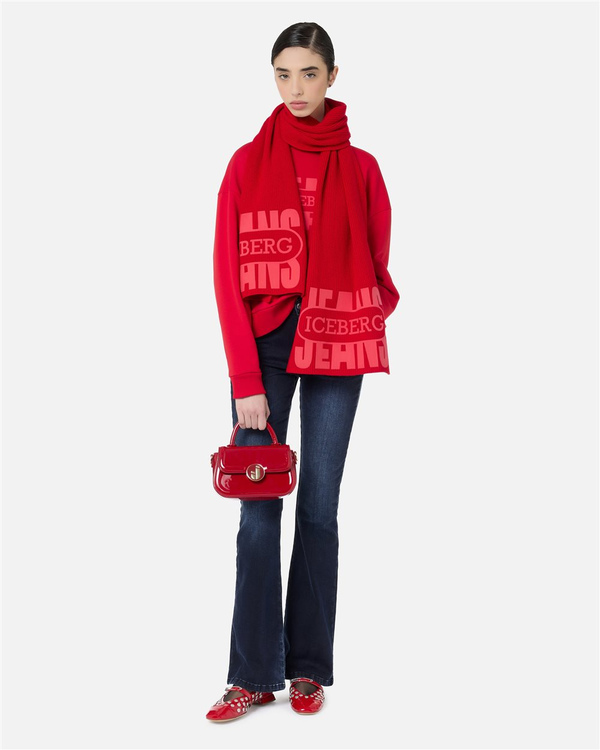 Knitted scarf in cashmere wool with vintage logo - Iceberg - Official Website