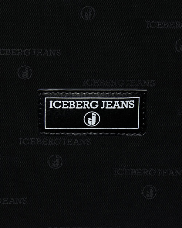 Black faux leather tote bag with Iceberg logo print - Iceberg - Official Website