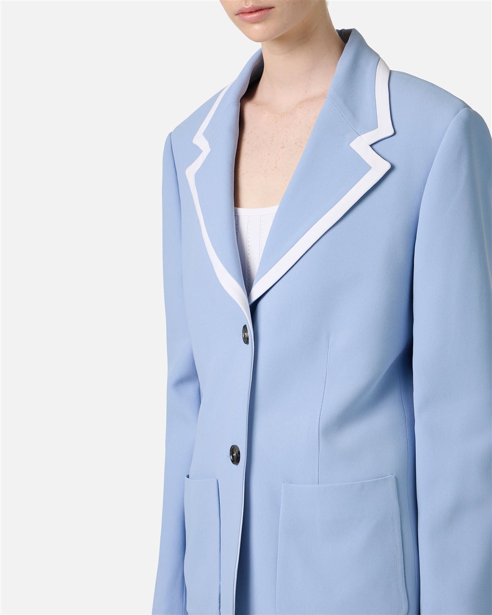 Single-breasted, regular fit powder blue jacket in cady fabric | ICEBERG
