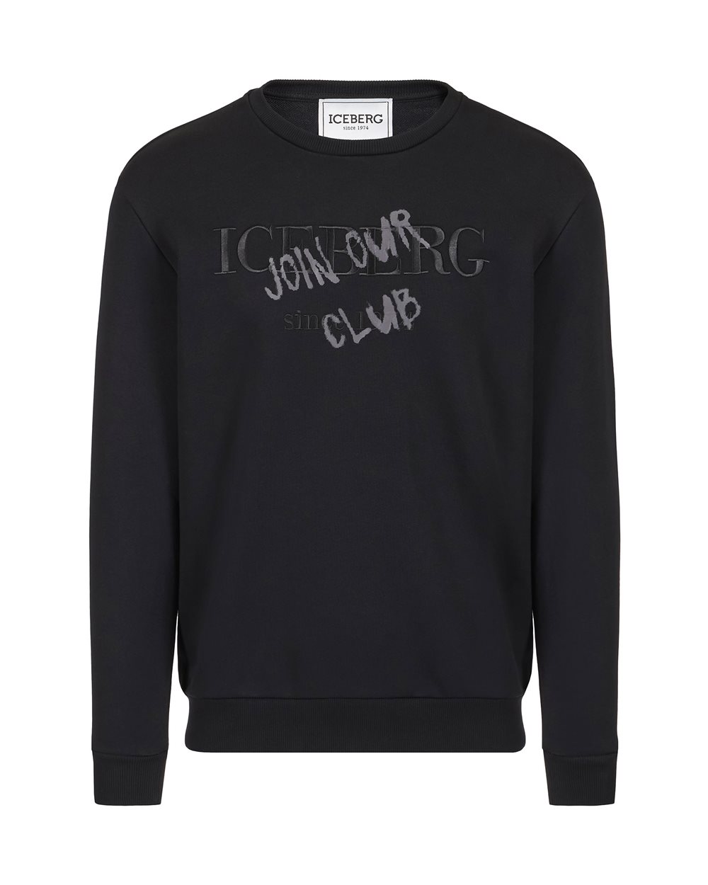 Blue slim fit crew neck sweatshirt, made from a fleece fabric