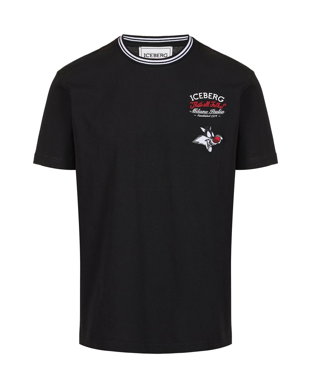 Regular fit khaki cotton jersey T-shirt with Looney Tunes | ICEBERG