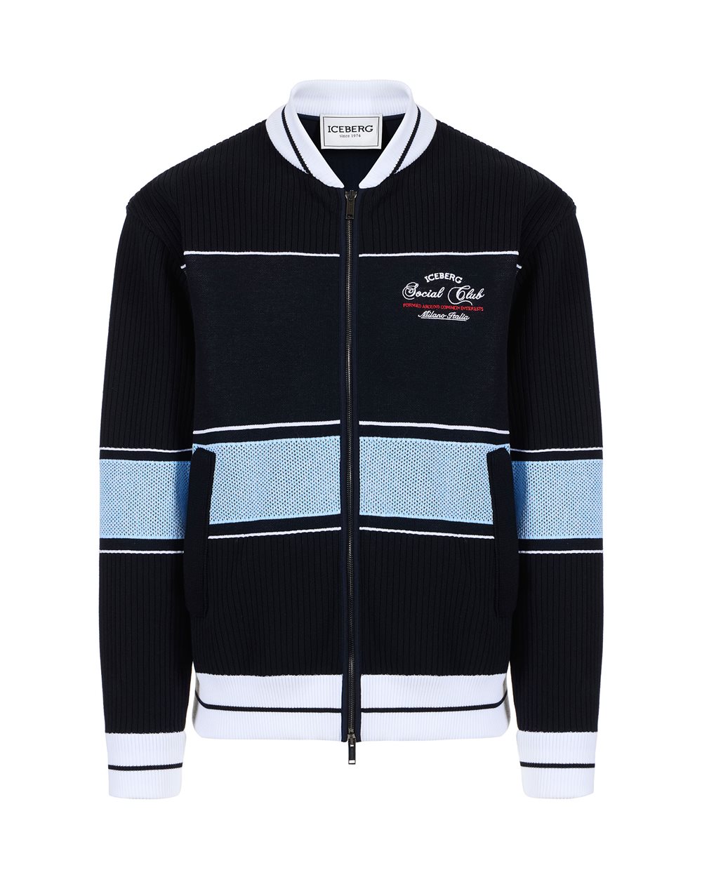 Black jacquard-knit regular fit jacket | ICEBERG