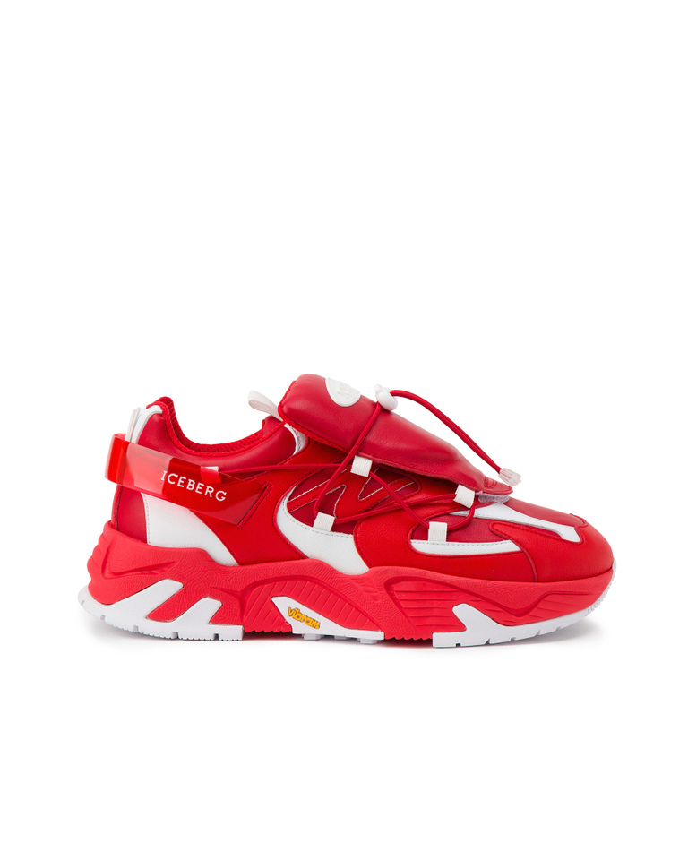 Red and white Iceberg sneakers with plate-guard - Shoes | Iceberg - Official Website