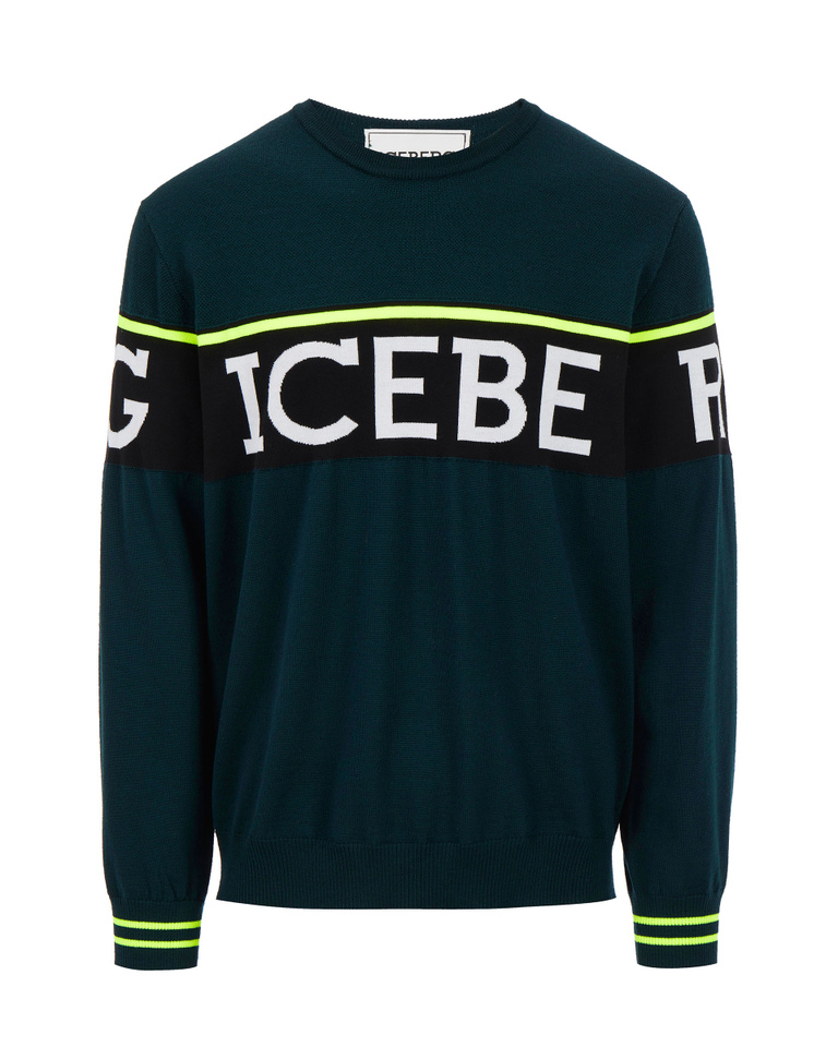 Dark green sweater with white Iceberg logo - Men's Outlet | Iceberg - Official Website