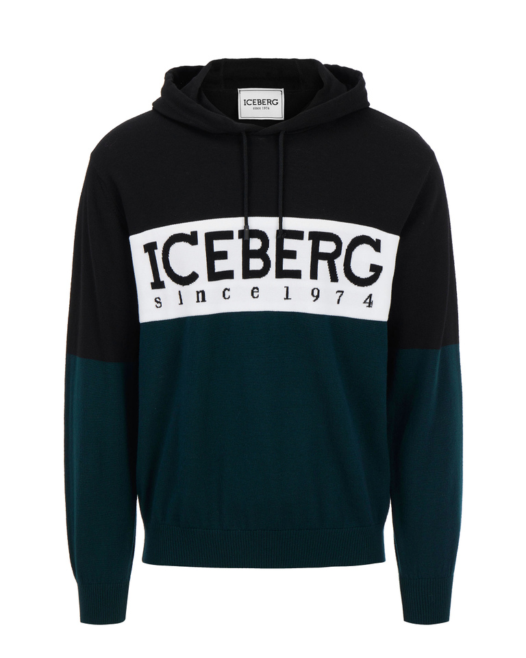 Black and dark green Iceberg hooded sweater - Men's Outlet | Iceberg - Official Website