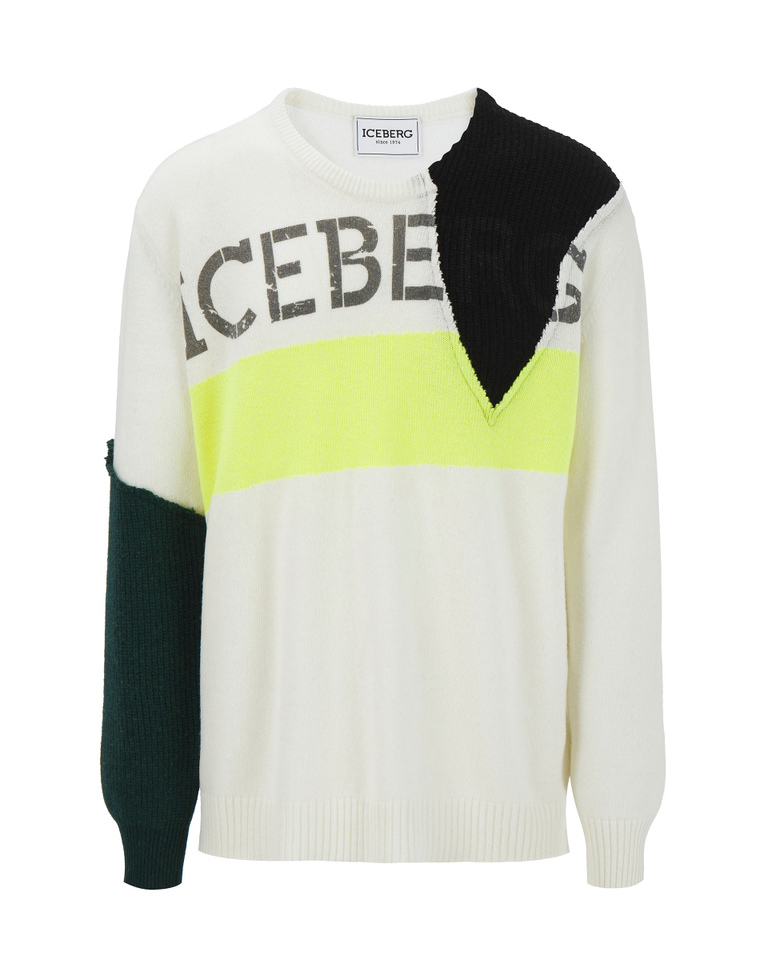 White Iceberg wool sweater with abstract panels - Men's Outlet | Iceberg - Official Website
