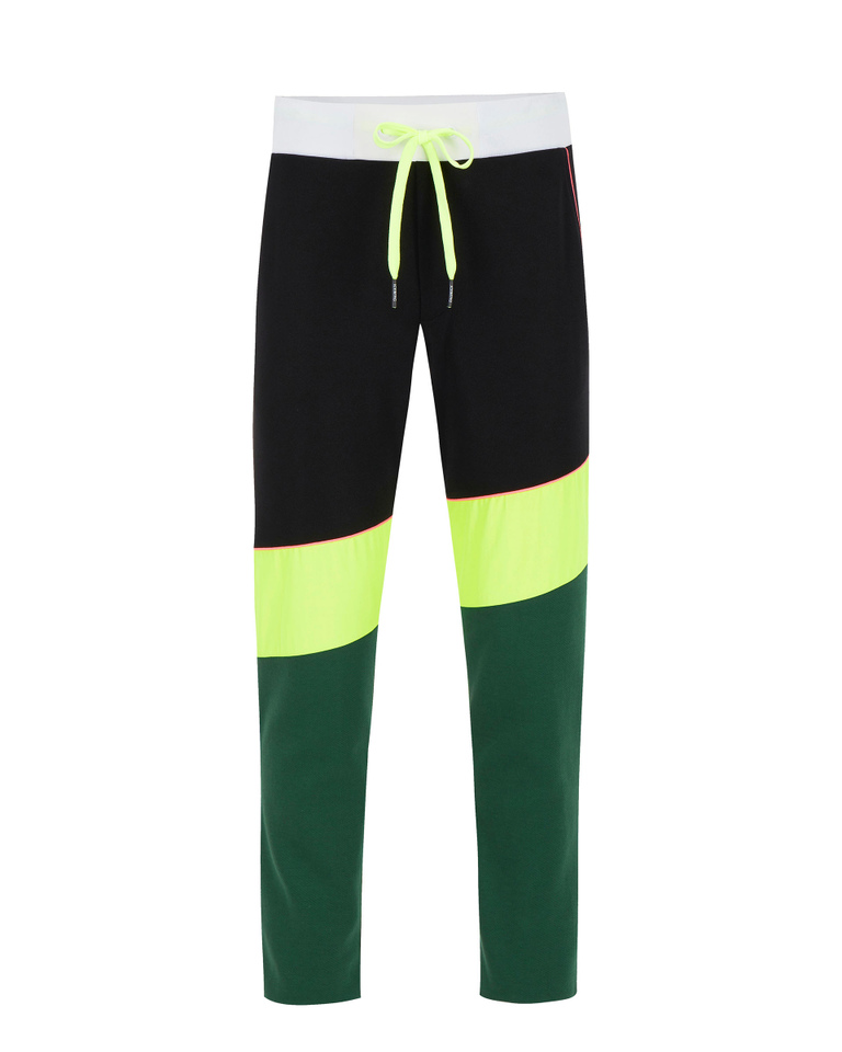 Black, yellow and green tracksuit-style Iceberg pants - Trousers | Iceberg - Official Website