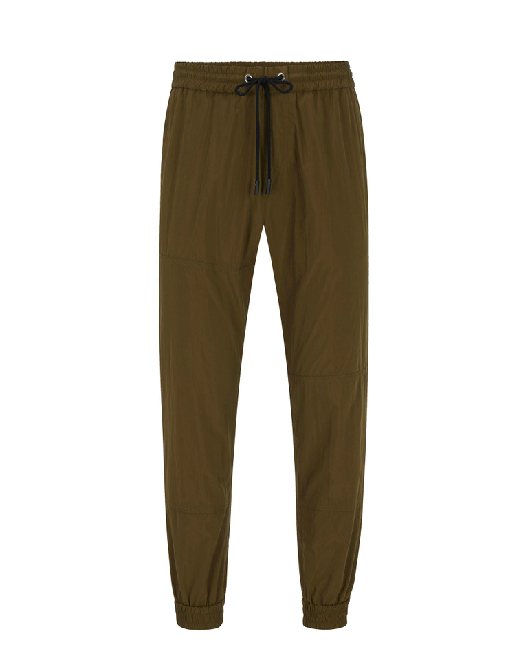 Olive green track pants with pink Iceberg logo - Trousers | Iceberg - Official Website