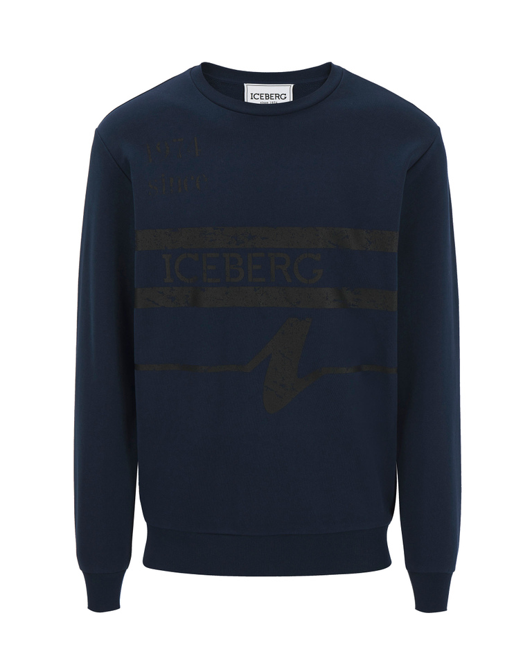 Felpa da uomo blu con stampe logate - Felpe | Iceberg - Official Website