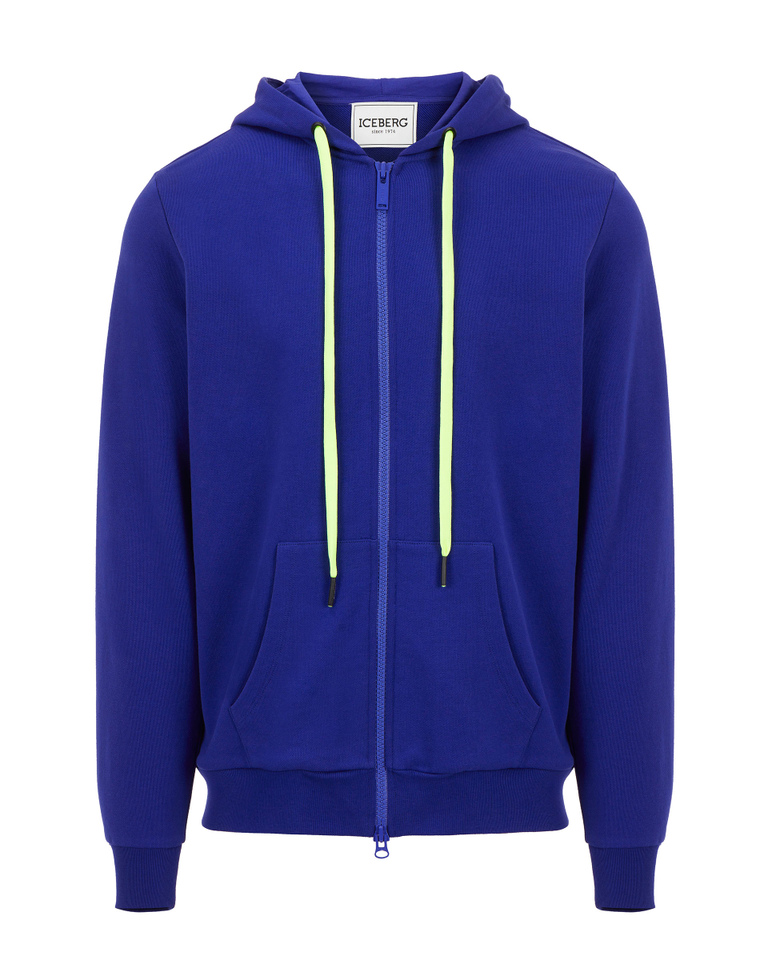 Blue hooded sweatshirt with black Iceberg logo - sweatshirts | Iceberg - Official Website