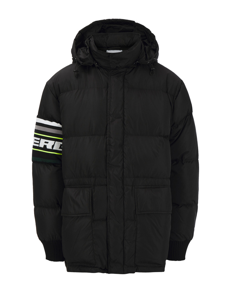 Black padded jacket with Iceberg logo on sleeve - Jackets | Iceberg - Official Website
