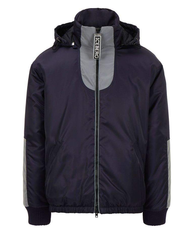 Black and gray Iceberg padded jacket with hood - Men's Outlet | Iceberg - Official Website
