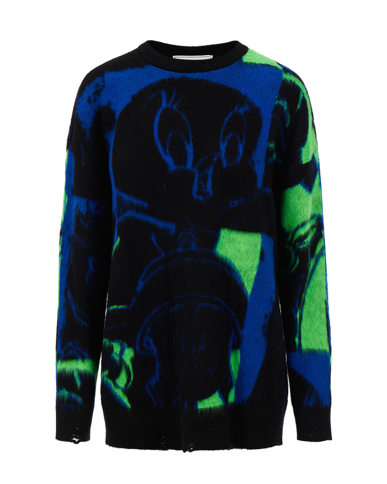 Black and blue wool Iceberg sweater with Looney Tunes graphics - Knitwear | Iceberg - Official Website