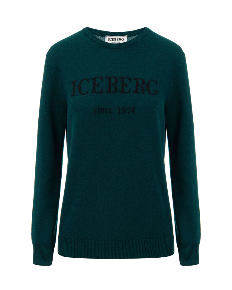 Pullover da donna verde bottiglia con logo Iceberg nero - Maglieria | Iceberg - Official Website