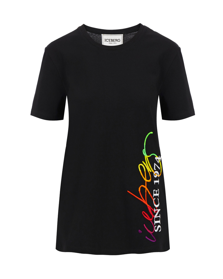 Black Iceberg T-shirt with multicolor logo - Top | Iceberg - Official Website
