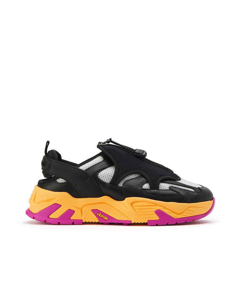 Black zipped Iceberg sneakers with orange soles - Shoes | Iceberg - Official Website