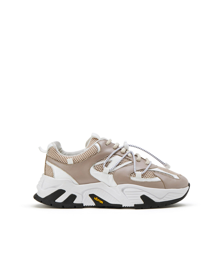 Brown and white Iceberg sneakers with white mesh upper - Shoes | Iceberg - Official Website