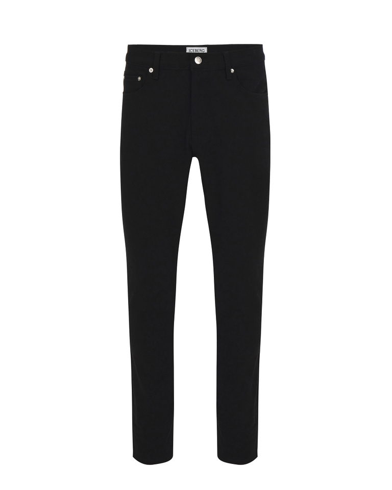 Black slim Iceberg jeans with deconstructed Mickey Mouse - Trousers | Iceberg - Official Website