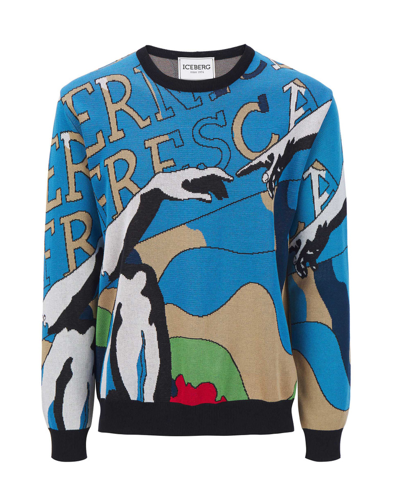 Pullover da uomo multicolor con grafica Vernice Fresca - Maglieria | Iceberg - Official Website