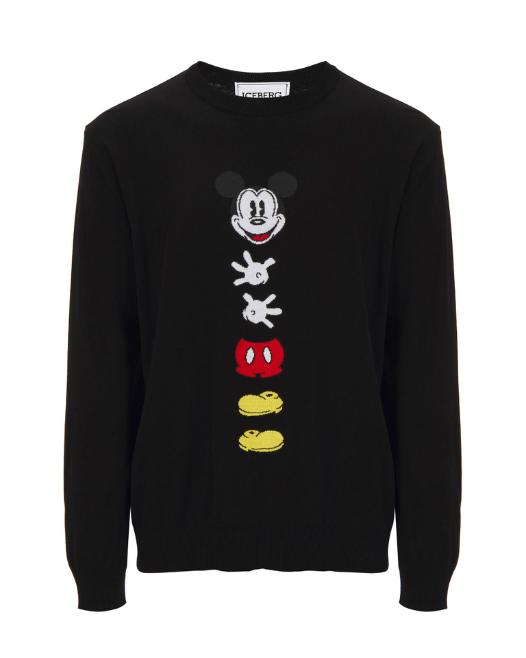 Black Iceberg sweater with deconstructed Mickey Mouse - Knitwear | Iceberg - Official Website