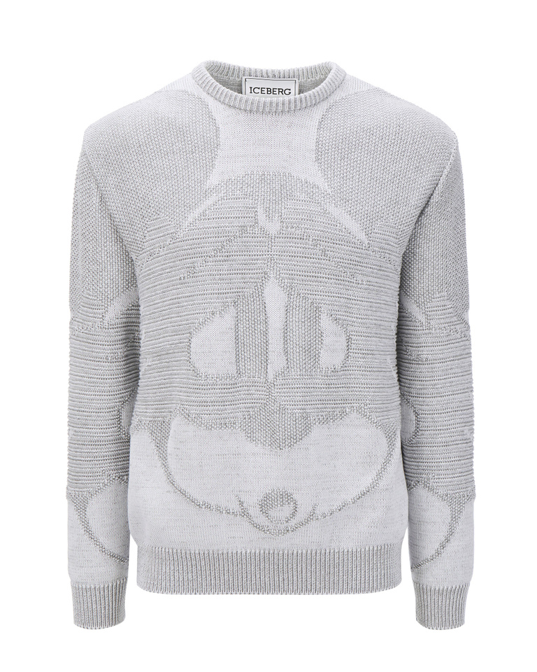 Pullover da uomo bianco e grigio con Topolino - Maglieria | Iceberg - Official Website