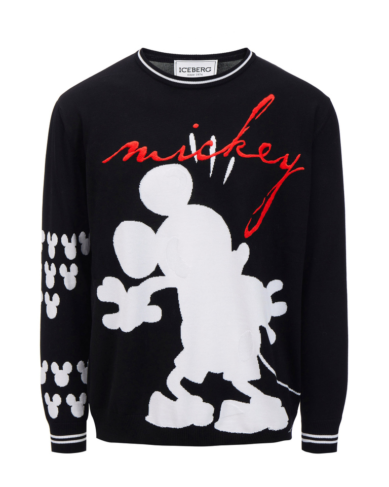 Black Iceberg sweater with black Mickey silhouette - Knitwear | Iceberg - Official Website
