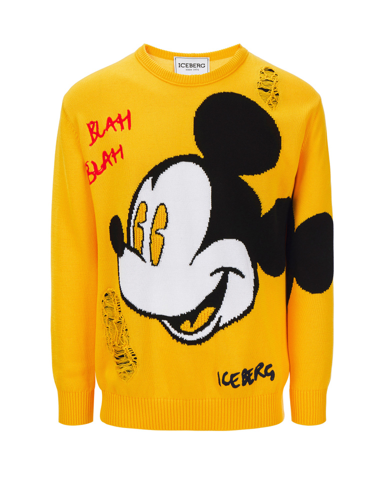 Distressed yellow Mickey Mouse Iceberg sweater - Knitwear | Iceberg - Official Website