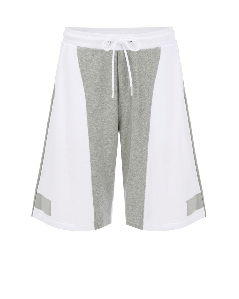 White Iceberg track pant shorts with gray panels - Trousers | Iceberg - Official Website