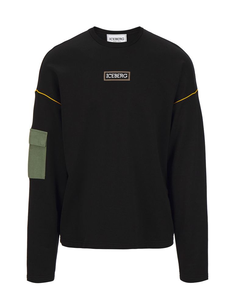 Black Iceberg sweater with sleeve pocket - sweatshirts | Iceberg - Official Website