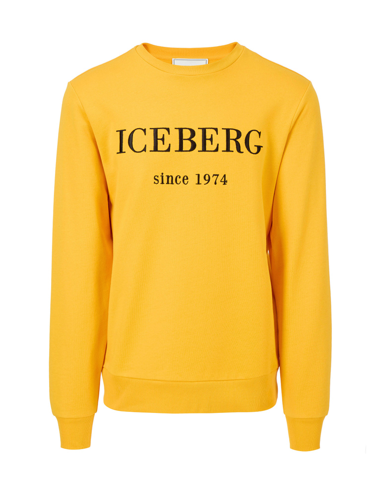 Felpa da uomo gialla con maxi ricamo del logo Iceberg - Felpe | Iceberg - Official Website