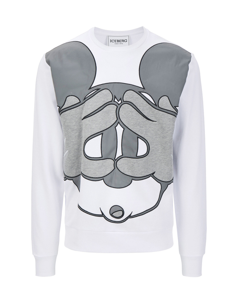 White Iceberg sweatshirt with gray Mickey Mouse - Men's Outlet | Iceberg - Official Website