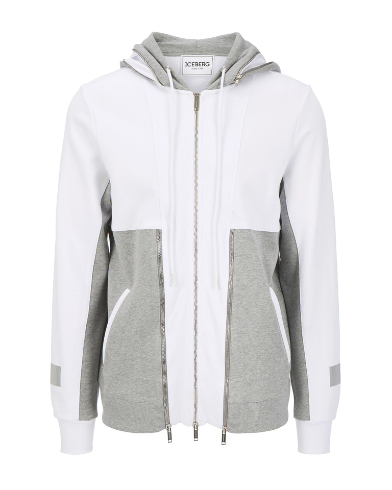 White and gray multi-zip design hooded Iceberg sweatshirt - sweatshirts | Iceberg - Official Website
